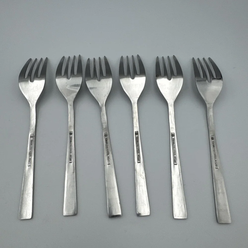 MCM Set 6 Salad Forks Interpur Cortina Stainless Made in Japan